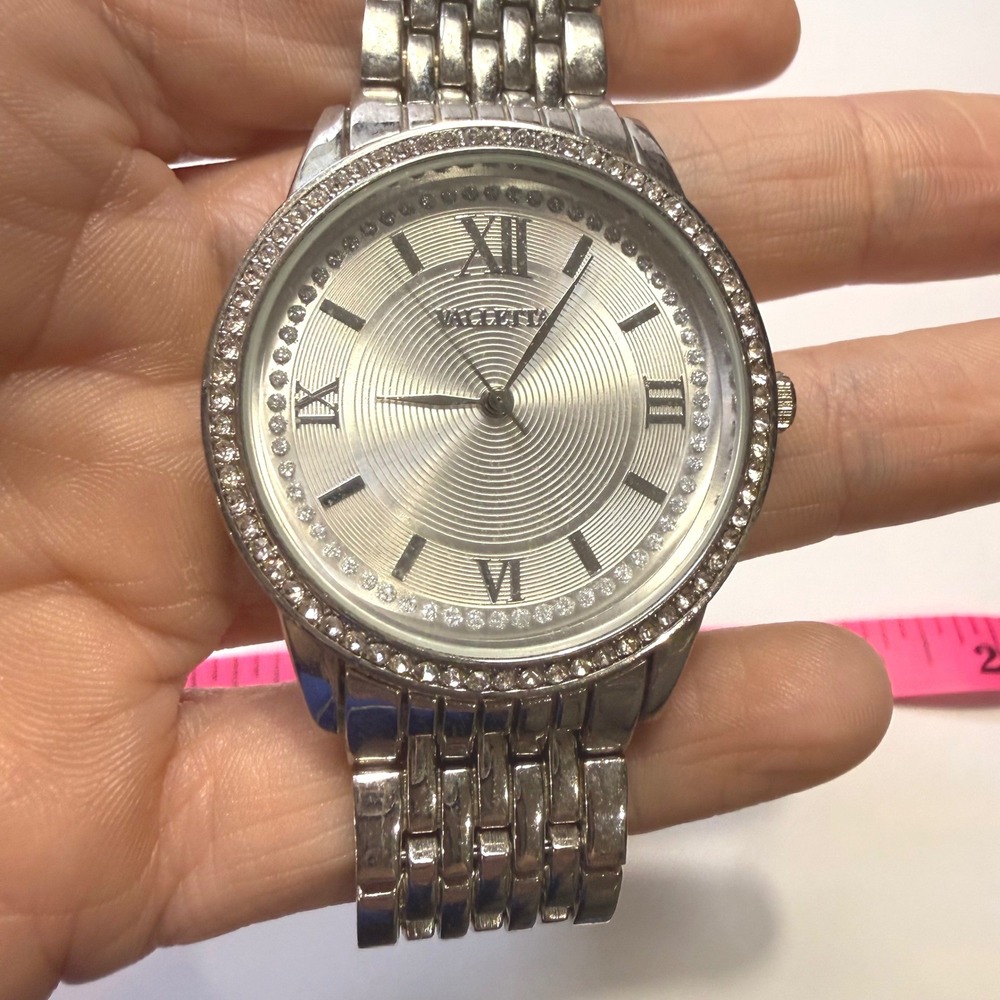 Valletta Silver Tone Crystal Bezel Roman Numeral Watch  Japan Movement Works